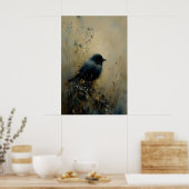 鳥の巣にいる鳥の壁掛けアート、ダークアカデミア、アンティーク ポスター (キッチン)