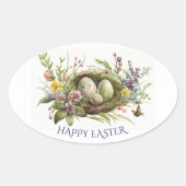 鳥の巣のイースターフローラの卵 楕円形シール (正面)