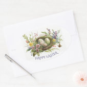 鳥の巣のイースターフローラの卵 楕円形シール (封筒)