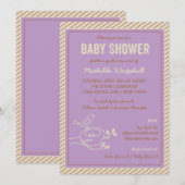 鳥の巣のパープルベビーシャワー招待状 招待状 (正面/裏面)