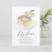 鳥の巣のフローラガールバーチャル赤ちゃんシャワー 招待状 (スタンド正面)