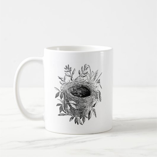 鳥の巣のヴィンテージのイラストレーション コーヒーマグカップ (左)