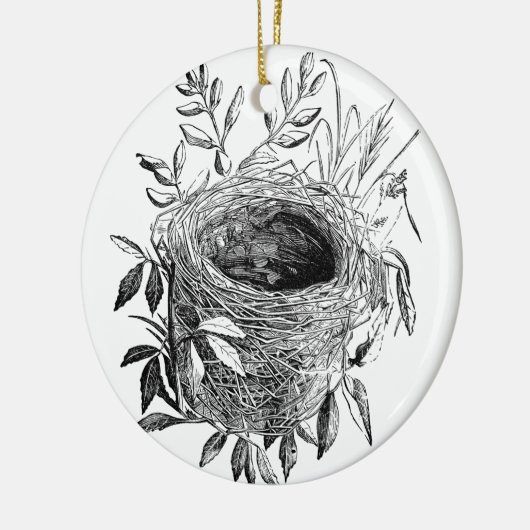 鳥の巣のヴィンテージのイラストレーション セラミックオーナメント (左)