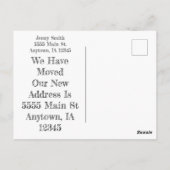 鳥の巣の人形のコラージュの移動の発表 ポストカード (裏面)