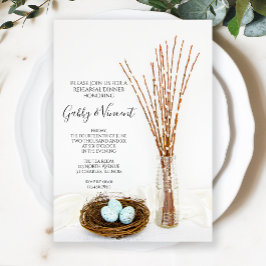 鳥の巣の卵とプッシー柳リハーサルディナー 招待状