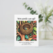 鳥の巣の新しい家の移動の発表はがき ポストカード (スタンド正面)