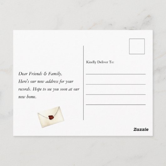鳥の巣の新しい家の移動の発表はがき ポストカード (裏面)