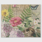 鳥の巣の花園フラワーアート ラッピングペーパー (フラット)