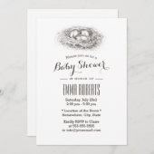 鳥の巣の赤ちゃんシャワー 招待状 (正面/裏面)