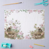 鳥の巣バラフラワー縁どデカップヴィンテージ 薄葉紙 (クラフト)