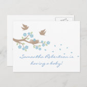 鳥の巣ベビーシャワー葉書 インビテーションポストカード (正面/裏面)