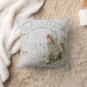 鳥の巣ポストマークバタフライフランスのスクリプトブルー クッション (ブランケット)