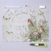 鳥の巣ポストマークバタフライフランスのスクリプトブルーTi 薄葉紙 (クラフト)