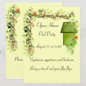 鳥の巣箱といのしのつる 文房具または招待状 招待状 (正面/裏面)