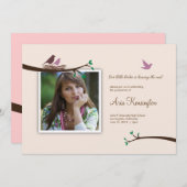 鳥の巣離れ写真の卒業発表 招待状 (正面/裏面)