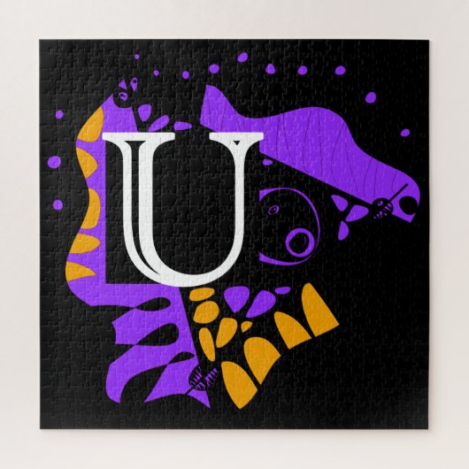 鳥の巣 – パーソナライズされたイニシャル文字U ジグソーパズル (縦)