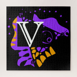 鳥の巣 – パーソナライズされたイニシャル文字V ジグソーパズル