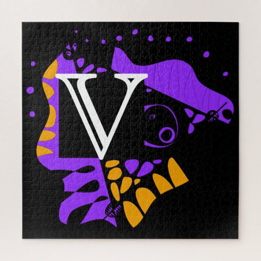 鳥の巣 – パーソナライズされたイニシャル文字V ジグソーパズル (縦)