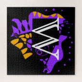 鳥の巣 – パーソナライズされたイニシャル文字W ジグソーパズル (横)