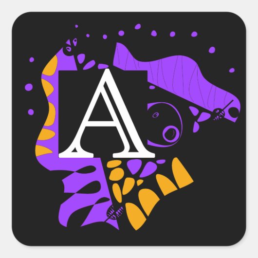 鳥の巣 – パーソナライズされたイニシャルA スクエアシール (正面)