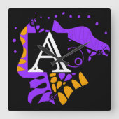 鳥の巣 – パーソナライズされたイニシャルA スクエア壁時計 (正面)