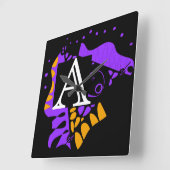 鳥の巣 – パーソナライズされたイニシャルA スクエア壁時計 (傾斜)