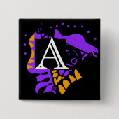 鳥の巣 – パーソナライズされたイニシャルA 缶バッジ (正面)