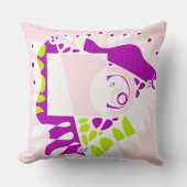 鳥の巣 – ピンクのレモネードホワイト クッション (正面)