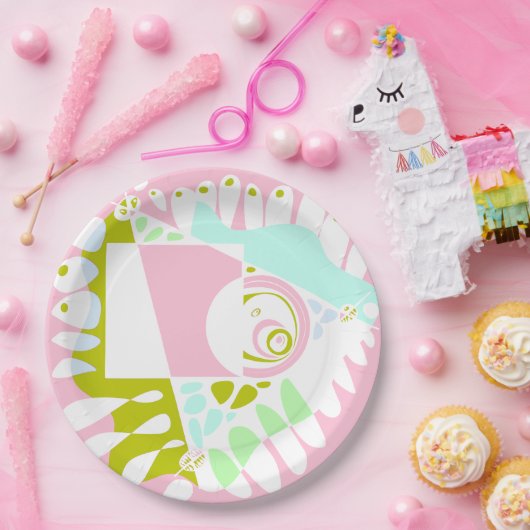 鳥の巣 – フラミンゴピンクホワイト ペーパープレート (パーティー)