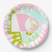 鳥の巣 – フラミンゴピンクホワイト ペーパープレート (正面)