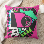 鳥の巣 – ホットピンクブラック クッション (ブランケット)