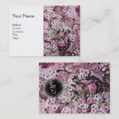 鳥の巣，モノグラム，ピンク白 名刺 (正面/裏面)