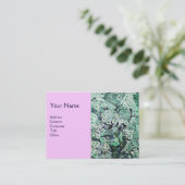 鳥の巣，モノグラム，緑の白ピンク 名刺 (スタンド正面)