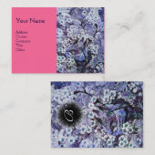 鳥の巣，モノグラム，青い白ピンク 名刺 (正面/裏面)