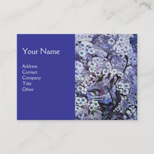 鳥の巣，モノグラム，青い白 名刺 (正面)