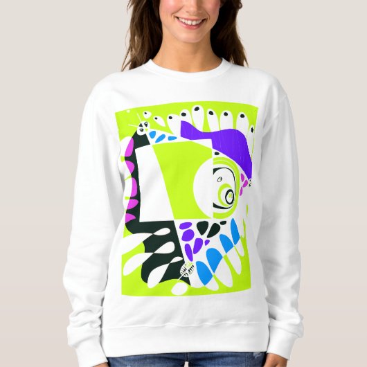 鳥の巣 – ライムグリーンホワイトTシャツ スウェットシャツ (正面)