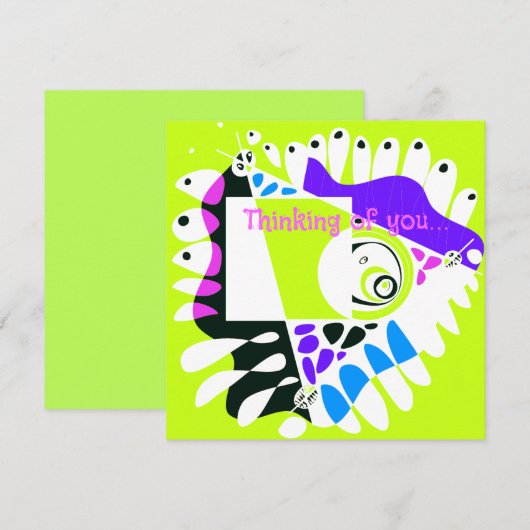 鳥の巣 – ライムグリーン考えホワイトのOf You カード (正面/裏面)