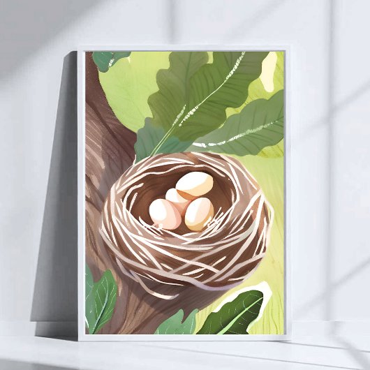 鳥の巣 | 水彩画の卵 自然の絵画 ポスター