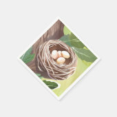 鳥の巣 | 水彩画の卵 自然 スタンダードカクテルナプキン (角)