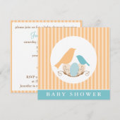 鳥の巣　男女問わず楽しめるベビーシャワー 招待状 (正面/裏面)