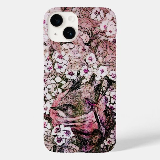 鳥の巣,白いピンクの春の花と木 Case-Mate iPhoneケース (裏面)