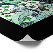 鳥の巣，白い緑の黒 ポスター (角)