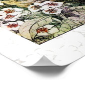 鳥の巣，白い茶色の緑の黄色 ポスター (角)