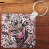 鳥の巣，白い赤のピンク キーホルダー (裏面)