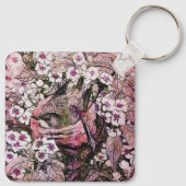 鳥の巣，白い赤のピンク キーホルダー (裏面)