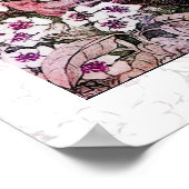 鳥の巣，白い赤のピンク ポスター (角)