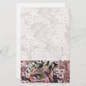 鳥の巣，白い赤のピンク 便箋 (正面/裏面)