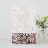 鳥の巣，白い赤のピンク 便箋 (スタンド正面)