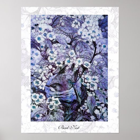 鳥の巣，白い青 ポスター (正面)