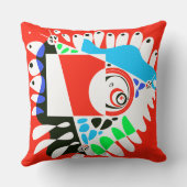 鳥の巣 – 緋色の白 クッション (裏面)